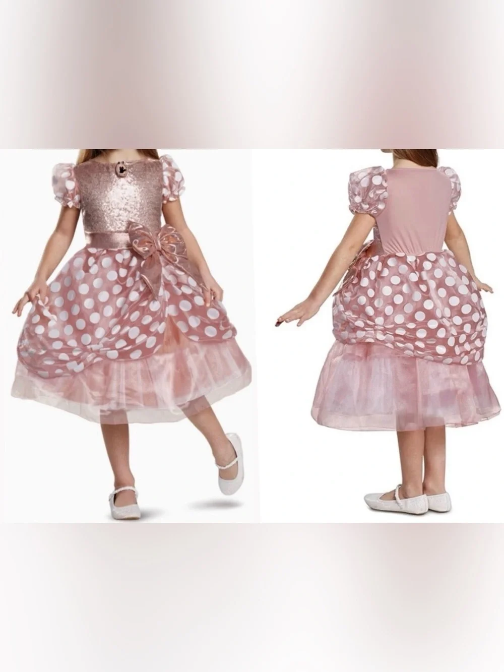 Disney Minnie Mouse Dress Girls Halloween Costume Rose Gold (Size:5/6)